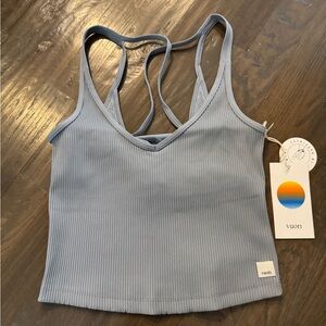 Vuori women Rib Crop Tank Light Cloud color size XS